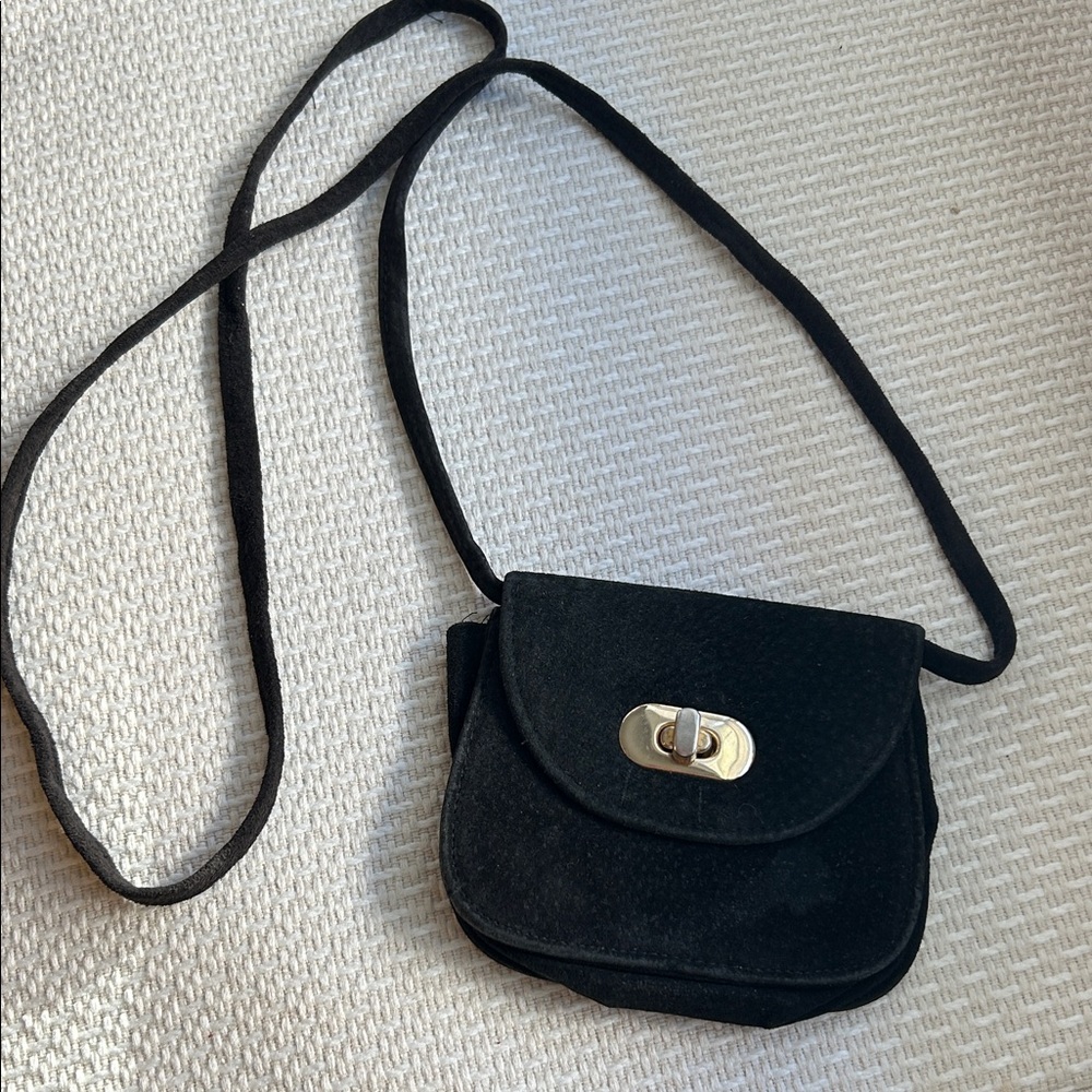 Chic Black Crossbody Bag with Gold Accent Leather